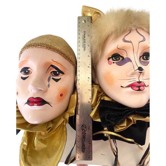 Brinn's Ceramic Harlequin Clown Head Wall Art Vintage Mardi Gras Hand Painted - Picture 9 of 9